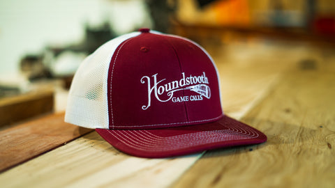 Houndstooth Maroon & White Snap Back Trucker